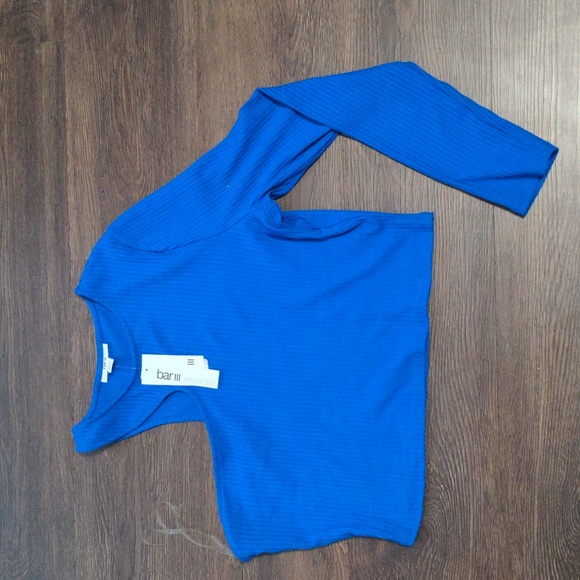 NWT Bar III Essentials Womans Size XL Blue Bodycon One Sleeve Top - Picture 2 of 6